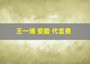 王一博 安踏 代言费